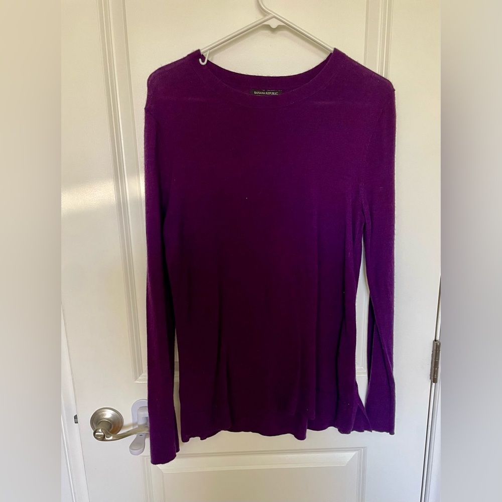 Banana Republic Rich Purple Long Sleeve Top Extreme Fine Merino